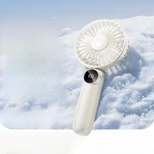 Mini Portable Handheld Battery Fan with LED Display Foldable Design for Car Household Use