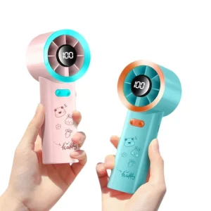 Mini Portable Handheld Electric USB Fan Three Speed Wearable Powerbank Flashlight Long Battery Life Lightweight Cartoon