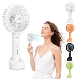 Mini Portable Handheld Fan USB Rechargeable Small Desktop Table Fan with Base OEM Custom Logo Pocket Cool Air Fan for Summer