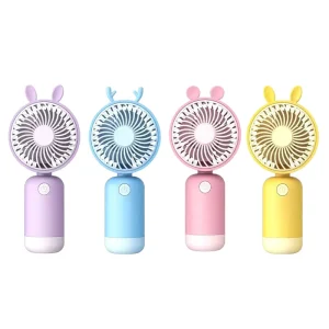 Mini Portable USB Rechargeable Battery Powered Handheld Electric Fan Logo Outdoor Car Household Use 3 Speed Plastic