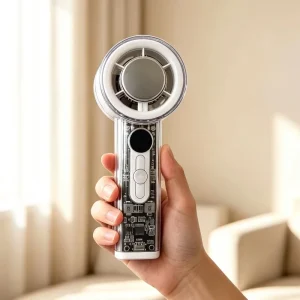 Mini Rechargeable USB-Powered 2000mAh Foldable Wearable Low Noise Ice Cooling Handheld Fan for Outdoor Travel Camping