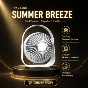Mini Silent Portable USB Powered Plastic Electric Fan with Brushless Motor 3 Speed for Car & Hotel Use Indoor Outdoor