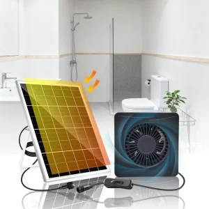 Mini Solar Dehumidifier Exhaust Fan 4 Inch Black Plastic Wall Mount 15W Panel OEM ODM DUAL BALL BEARING Ultra Quiet Prevents