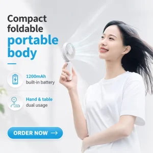Mini USB 1200mAh Button Control Wearable Fan Cooling Strong Foldable Outdoor Personalized Rechargeable Portable Fan