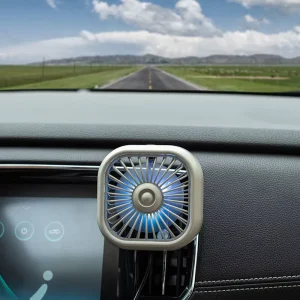 Mini USB Car Air Vent Fan Adjustable Angle RGB Atmosphere Light Cooling Fan for Auto Truck Supply