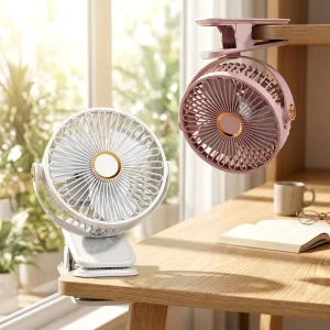 Mini USB Clip Fan With LED Lamp High Wind Circulation Cooling Fan Lightweight Plastic Portable Fan For Bedroom Stroller Desk