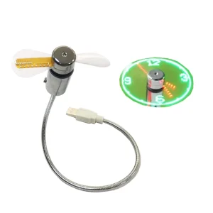 Mini USB LED Cooling Fan Real Time Clock Display Adjustable Flexible Neck Quiet Operation Soft Safety Blades Made in China