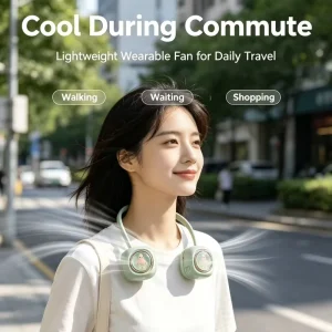 Mini USB Neck Fan Rechargeable Silent Brushless Motor 3 Speed Adjustable Compact Wearable Personal Fan