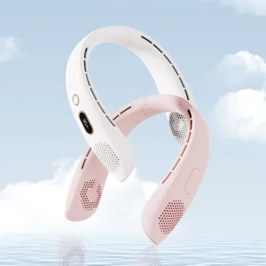 Mini Wearable Bladeless Neck Cooler Battery Powered Rechargeable 3 Speed Humidify Hanging Neck Fan for Car RV Use