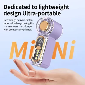 Mini Wearable Handheld Fan with LED Display and Strong Wind for Car & Outdoor Use