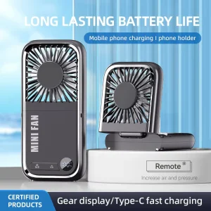 Mini Wearable Personal Fan USB Rechargeable Foldable Lightweight Travel Handheld Air Cooler with Battery for Household Use
