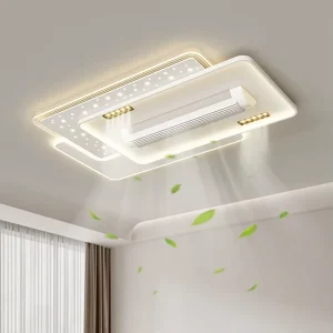 Minimalist Enclosed Blade Remote Control Silent Smart Control Retractable Ceiling Fan Light LED Dimmable Modern Ceiling Fan