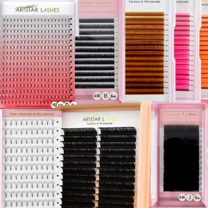 Mink Blooming Lash Extension Matte Black Easy Volume Lash Trays Set Cashmere Easy Fan Eyelash Extensions With Glue Tweezers