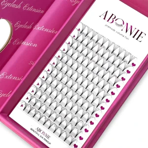 Mink Short Stem Pre Made Lash Fans Premium Pbt Silk Premade Fan Eyelash Extensions Trays Heat Bonded Premade Volume Fans