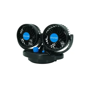 Mitchell Custom High Speed Auto Cool DC 12V 24V Portable Double Head ABS Material Low Noise 150W Electric Car and Desk Fan