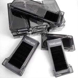 Mix Curl Eye Lash Trays Box Custom logo Korean Pbt Fiber Volume Beauty Accessories Cashmere Easy Fan Eyelash Extention