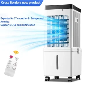 Mobile Evaporative Air Cooler Large Water Tank 3 Wind Speed Portable Water Cooling Fan Humidifier for Home Office Indoor Use