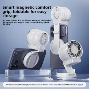 Mobile Phone Fill Light Turbo Large Wind Power Silent 3 Speed Folding Portable Magnetic Handheld Small Fan