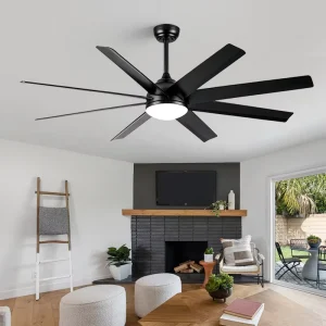 Model 741 60 Inch Modern Ceiling Fan with Light Home Decor Remote Control Low Noise 3 Speed Air Cooling Fan