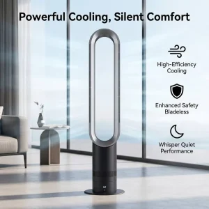 Modern 10 Speed Bladeless Tower Fan Standing Floor Fan with Touch Control for Office and Hotel