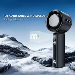 Modern 100 Speeds Adjustable Digital Display Mini Jet Turbo Fan Portable Handheld Ice Cooling Fan Car Outdoor Use
