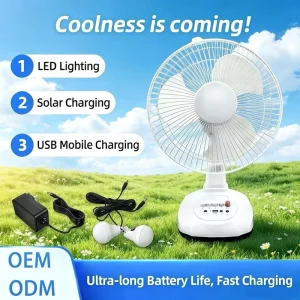 Modern 12 14 16 Inch 10W Solar Fans High Quality USB Rechargeable Outdoor Camping Stand Fan Anti flame Retardant UV Protection