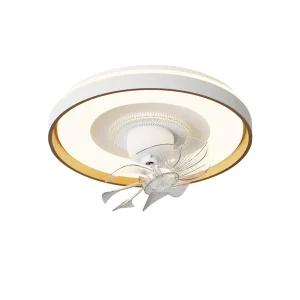 Modern 20 Inch LED Ceiling Fan Light Dimmable Three Colors with Remote Control for Bedroom Living Room