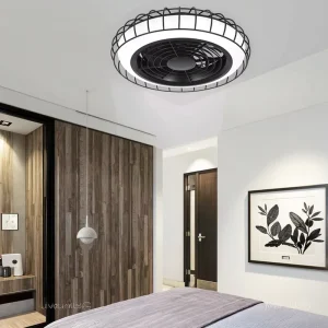 Modern 20 Inch LED Ceiling Light with Invisible Remote Control Iron Body DC Motor Smart Living Room Fan