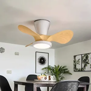 Modern 20 Inch Mini LED Ceiling Fan Light ABS Chandelier 3 Blades Motor Dimmable 6 Speed Remote Control Home Bedroom