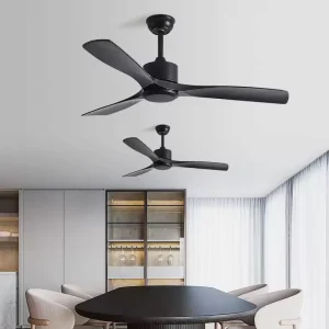 Modern 3-Blade ABS Ceiling Fan Black Body Decorative Fan for Living Room Bedroom Dining Room