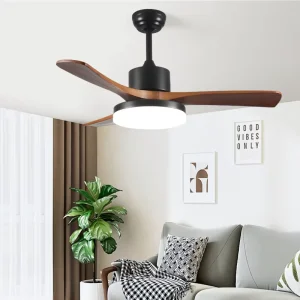 Modern 3 Speed Remote LED Ceiling Fan with 6000K Daylight 5 Year Motor Warranty High Quality Wooden Blades Exhaust Function
