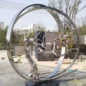 Modern 304 Stainless Steel Abstract Sculpture Indoor Outdoor Metal Art Decor