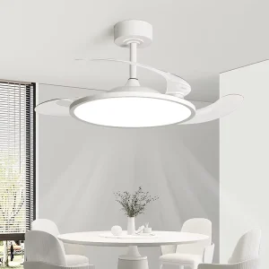 Modern 36 Inch Smart Remote Control LED Chandelier Lamp Ceiling Fan 220V BL Bedroom Home Ventilation Dimmable