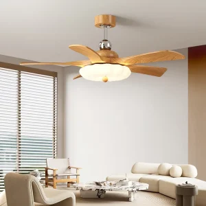 Modern 42/47 Inch Smart Remote Control DC Fandelier Wooden Bedroom Home Ceiling Fan With Light 220V