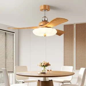 Modern 42 47 Inch Tropical Wooden Ac Dc Chandelier Remote Control BT Cooling Ceiling Fan With Light for Bedroom Kitchen