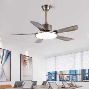 Modern 42 Inch Iron High Speed LED Lamp Remote Control 5 Metal Blade 220V Living Room Dining Home Ceiling Fan with Light