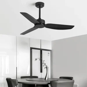 Modern 45 Inch Silent Ceiling Fan with Remote Control Black & White for Living Room & Bedroom DC Motor Electric Source