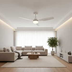 Modern 48 Inch Ceiling Fan with Dimmable LED Light, ABS Blades, Reversible BLDC Motor, Remote Control