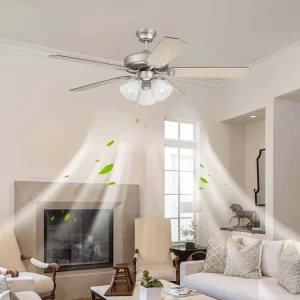 Modern 5 Blades LED Glass Decorative Electric Low Watt Ceiling Fan Chandelier Living Room Ceiling Light with Fan