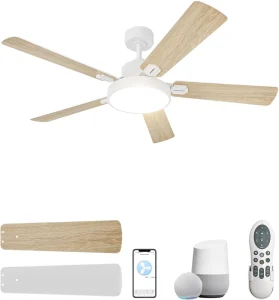 Modern 5 Piece Reversible Ceiling Fan Light for Household Application 5 Plywood Blades Easy Installation Summer Winter