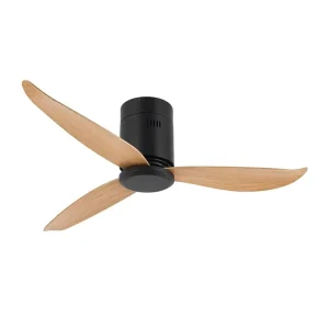 Modern 52″ 56″ 60″ Matte Black Ceiling Fan 3 Solid Wood Blades DC Motor Quiet Remote Control No Light for Living Room Bedroom