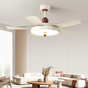 Modern 52 Inch Ceiling Fan LED BLDC Lamp Iron Lamp Body 6 Speed 5 Blades White Cream Walnut Remote Control for Home