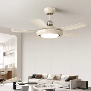 Modern 52-Inch Ceiling Fan with LED BLDC Lamp Remote Control 6 Speed 5 Blades Walnut Finish DC Motor Iron Body