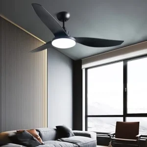 Modern 52 Inch Ceiling Fan with Light Three ABS Leaf Blades Remote Control DC Motor 5 Speed Dimmable LED Light for Living Room
