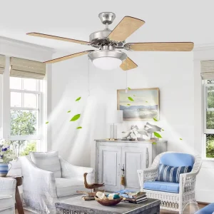 Modern 52 Inch Indoor Ceiling Fan with 5 MDF Blades Low Noise AC Copper Motor LED Light Glass 10 Year Warranty Living Room