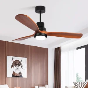 Modern 52 Inch LED Ceiling Fan with Light High Quality 3 Wood Blade Remote Control for Living Room Large Led Fan Lamp