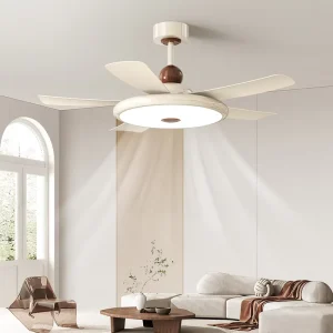Modern 52 inch LED Ceiling Fan with Light Remote Control 6 Speed Bldc Large Decorative ABS 5 Blades Intelligent OEM ODM