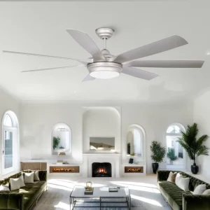Modern 60 Inch Remote Control Indoor Outdoor Hotel Ceiling Fan LED Lighting Plastic Blades Low Noise DC Motor 6 Speed Electric