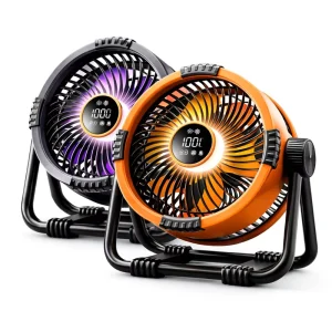 Modern ABS Camping Fan with LED Light and Power Bank Smart Rechargeable Outdoor Fan with App Controlled Speed