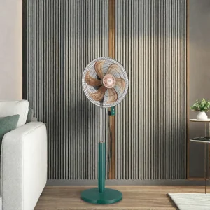 Modern AC Electric Pedestal Tower Fan 4 Speed Mechanical Control Adjustable Height Oscillating Energy Efficient Class Box
